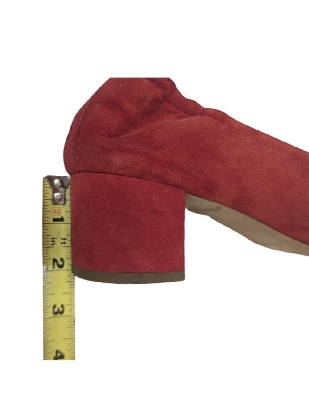 Everlane Italian Suede Day Heel • Size 8 • Soft Red Block Heel • Chic Minimalist - Picture 3 of 13
